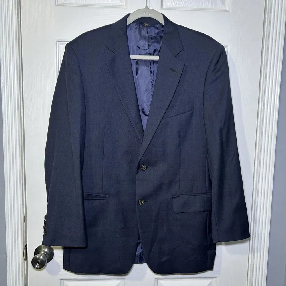 Brooks Brothers Blazer Jacket Men's 39R Blue Wool Check Classic 2 Button 346